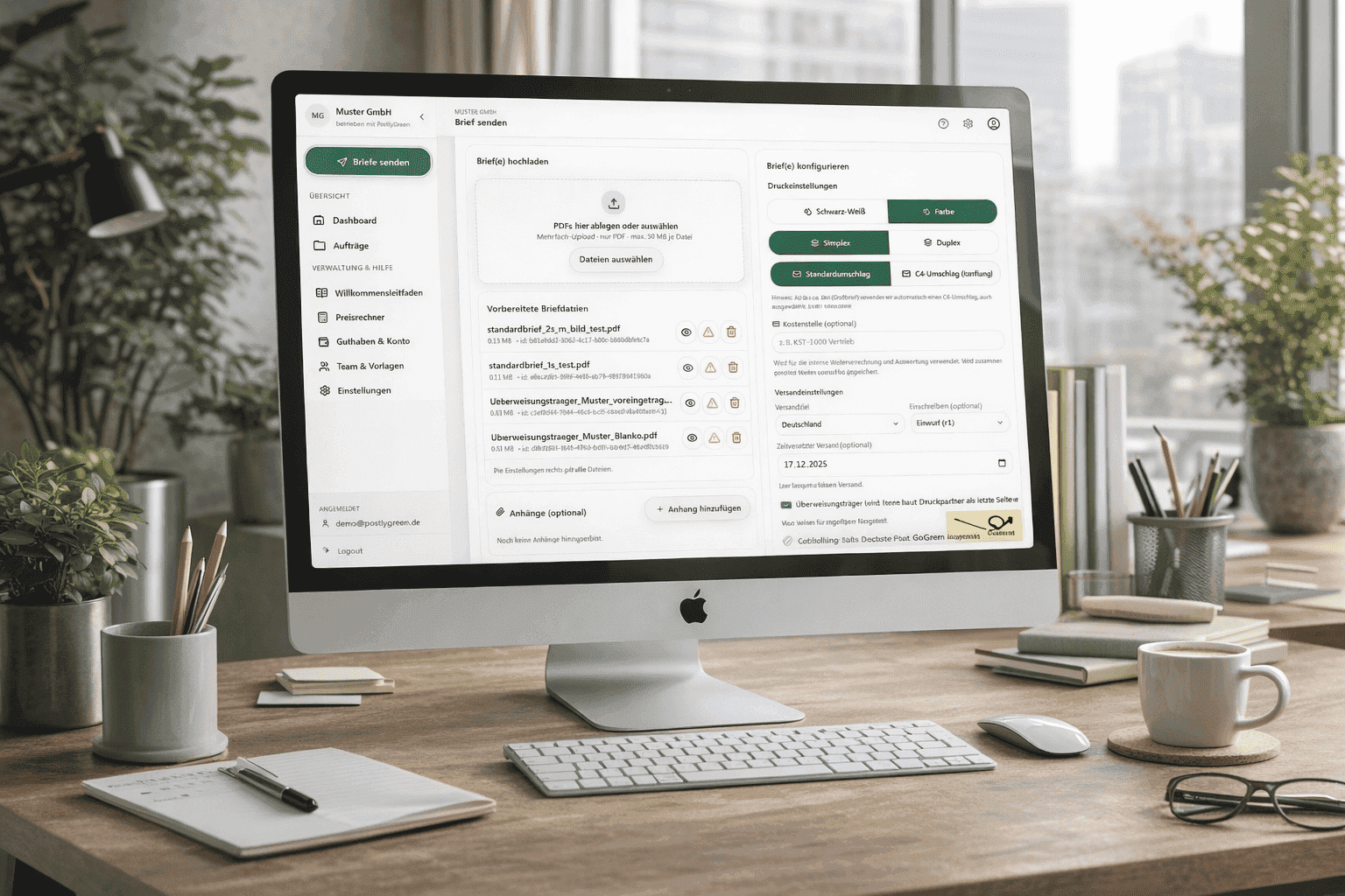3D Illustration: Produktion, Übergabe und Zustellung mit Statusnachweisen