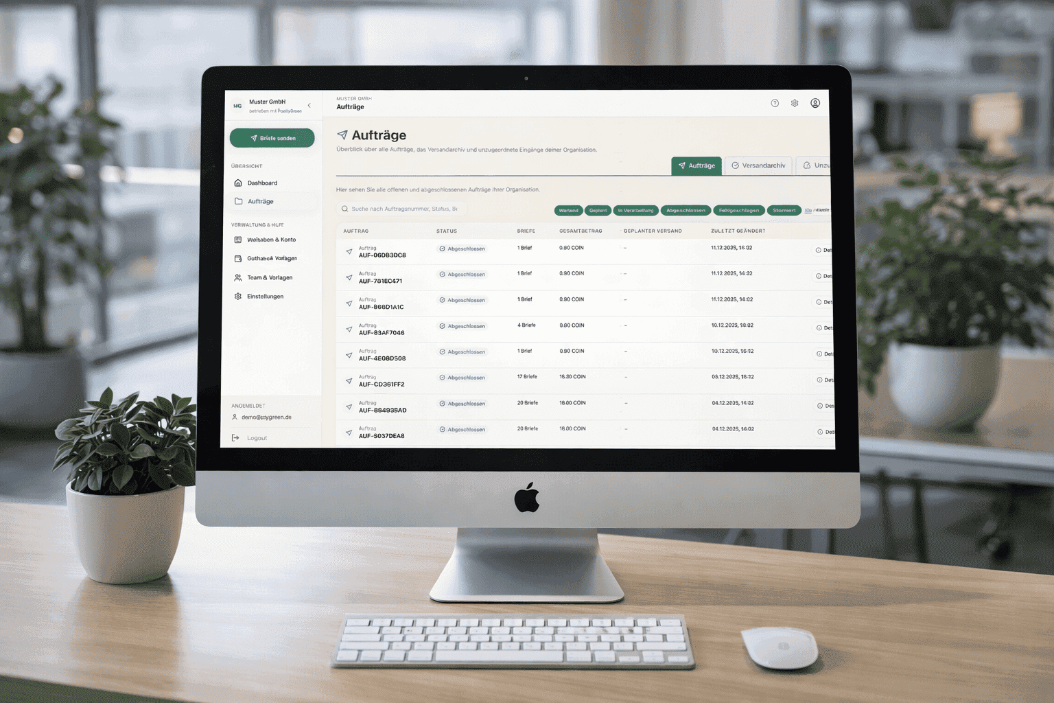 Kundenbereich mit Validierung und Einstellungen